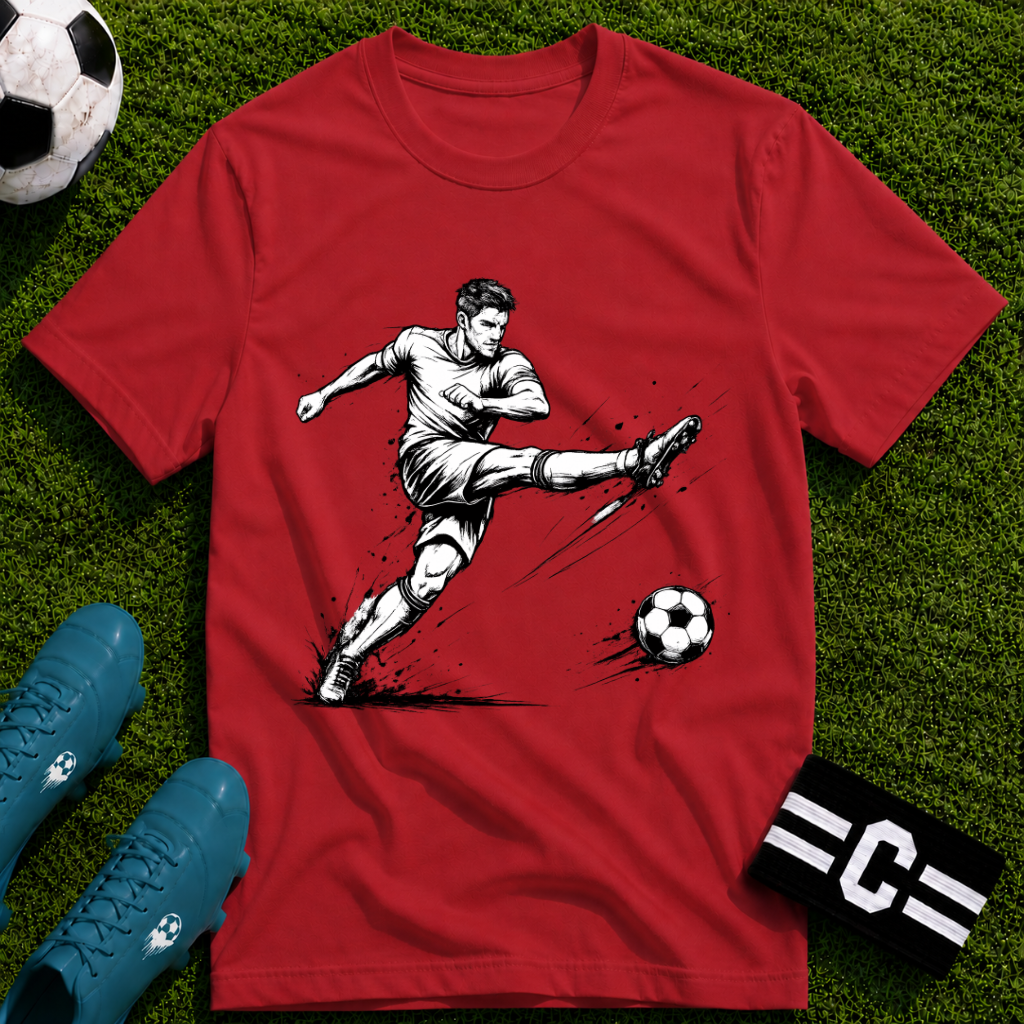 Football Striker Sketch T-Shirt