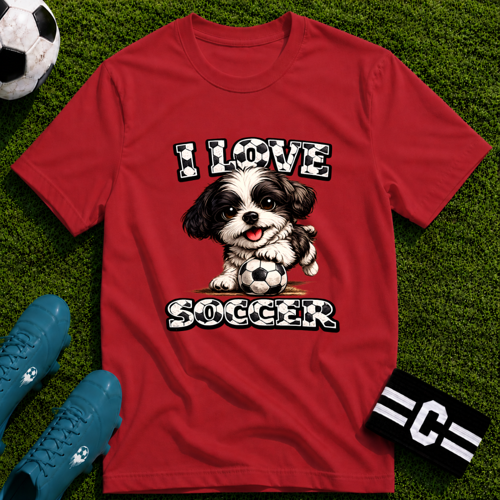 Cute Shih Tzu I Love Soccer T-Shirt