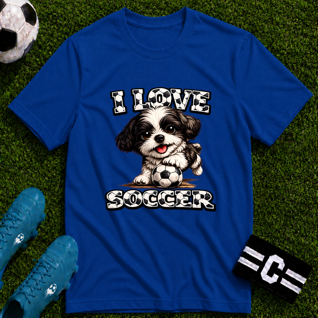 Cute Shih Tzu I Love Soccer T-Shirt