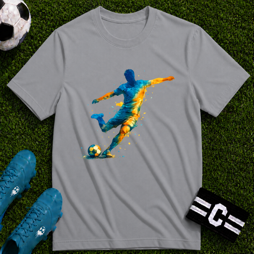 Strike Art Watercolour Soccer Player Graphic T-Shirt
