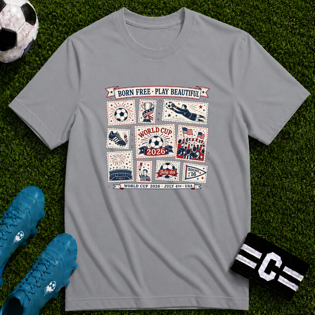 Independence Day - Retro Collage Grid World Cup T-Shirt