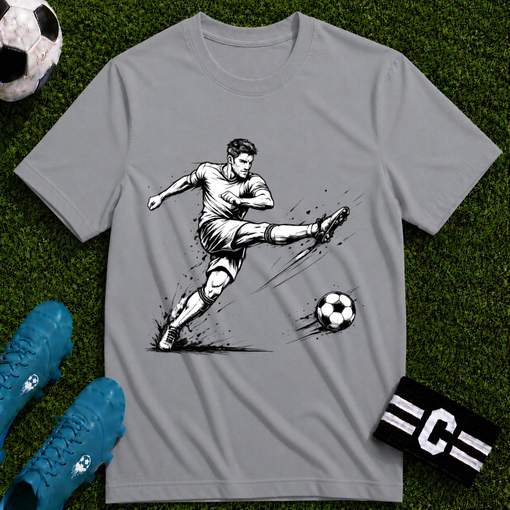 Football Striker Sketch T-Shirt