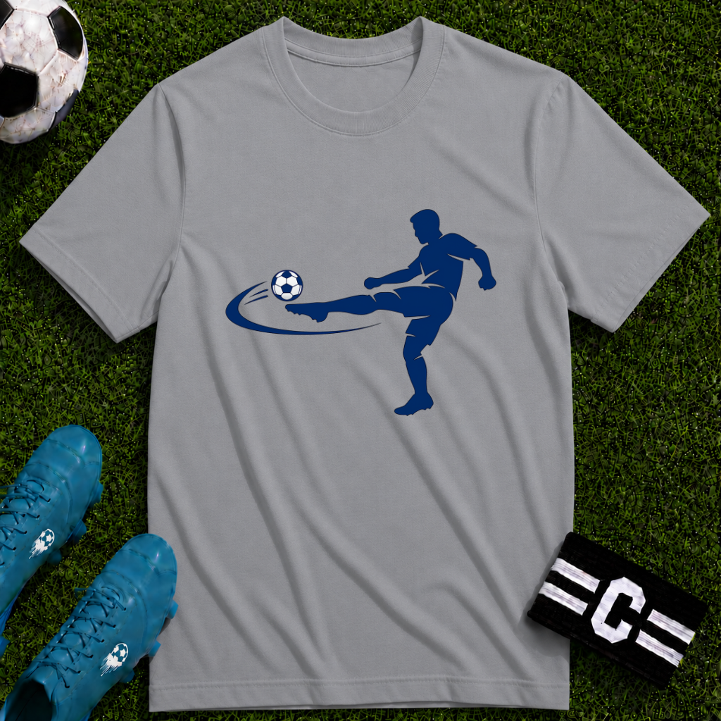Minimalist Silhouette Strike Soccer Graphic T-Shirt