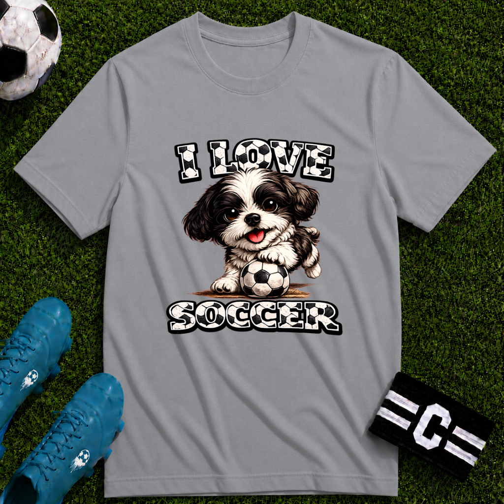 Cute Shih Tzu I Love Soccer T-Shirt