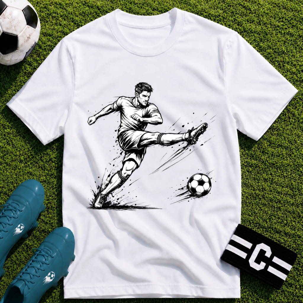 Football Striker Sketch T-Shirt
