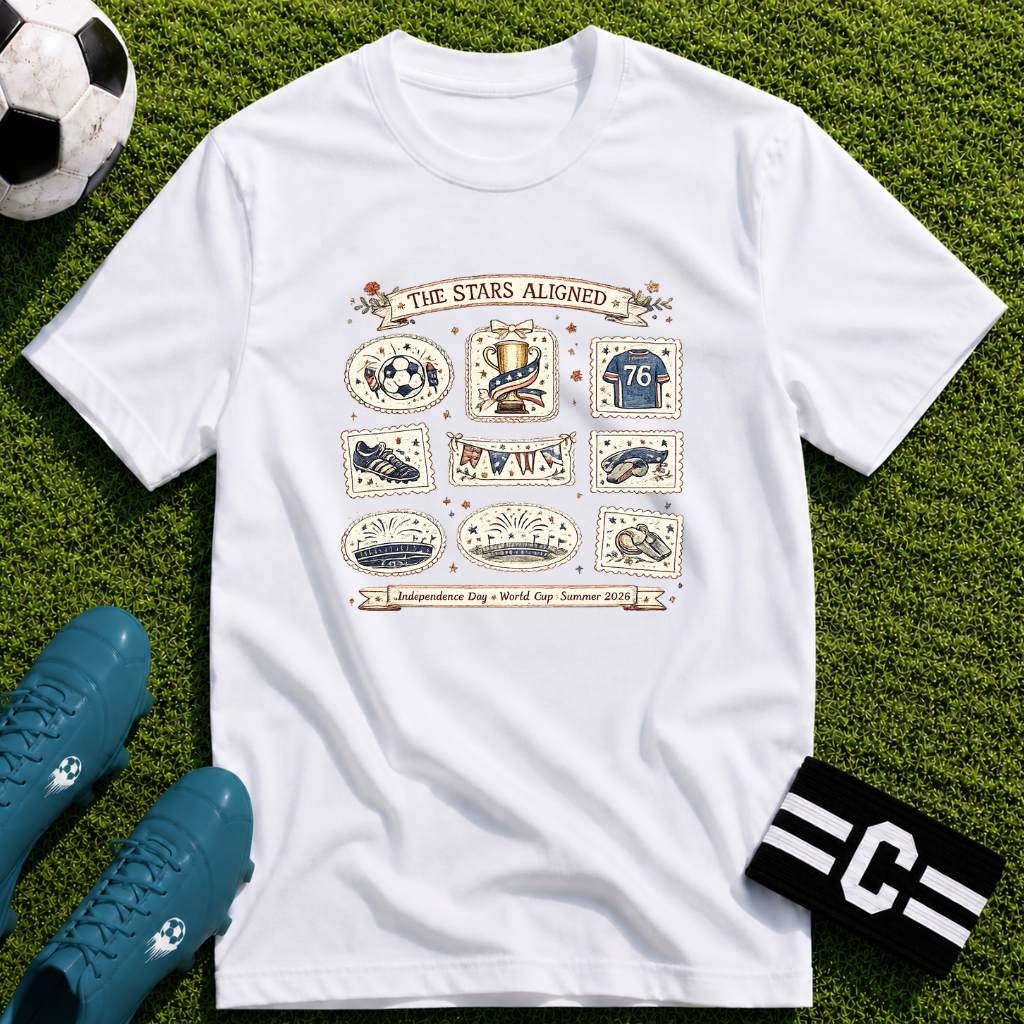 Independence Day - Retro Collage Grid World Cup T-Shirt