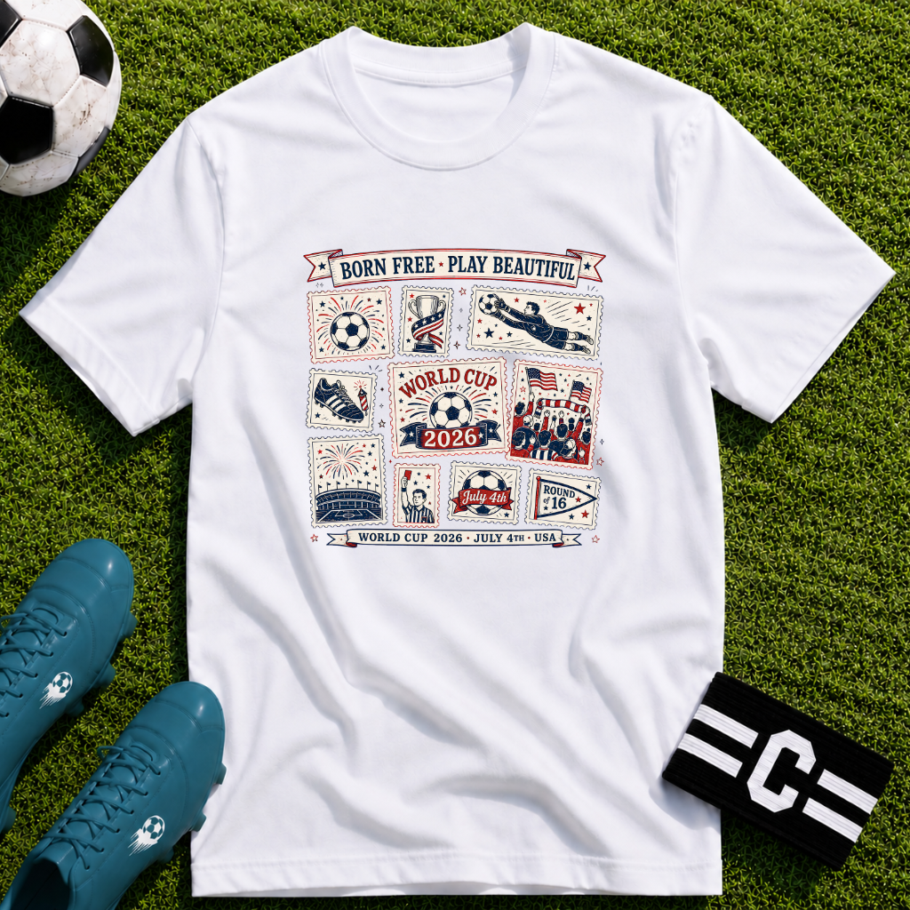 Independence Day - Retro Collage Grid World Cup T-Shirt