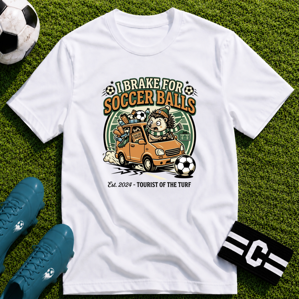 Hedgehog - I Brake for Soccer Balls Funny Soccer T-Shirt