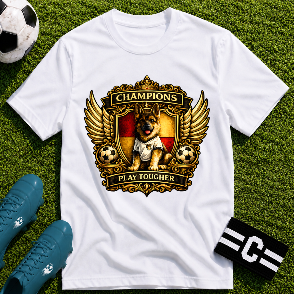 German Shepherd Champions Play Tougher Soccer T-Shirt