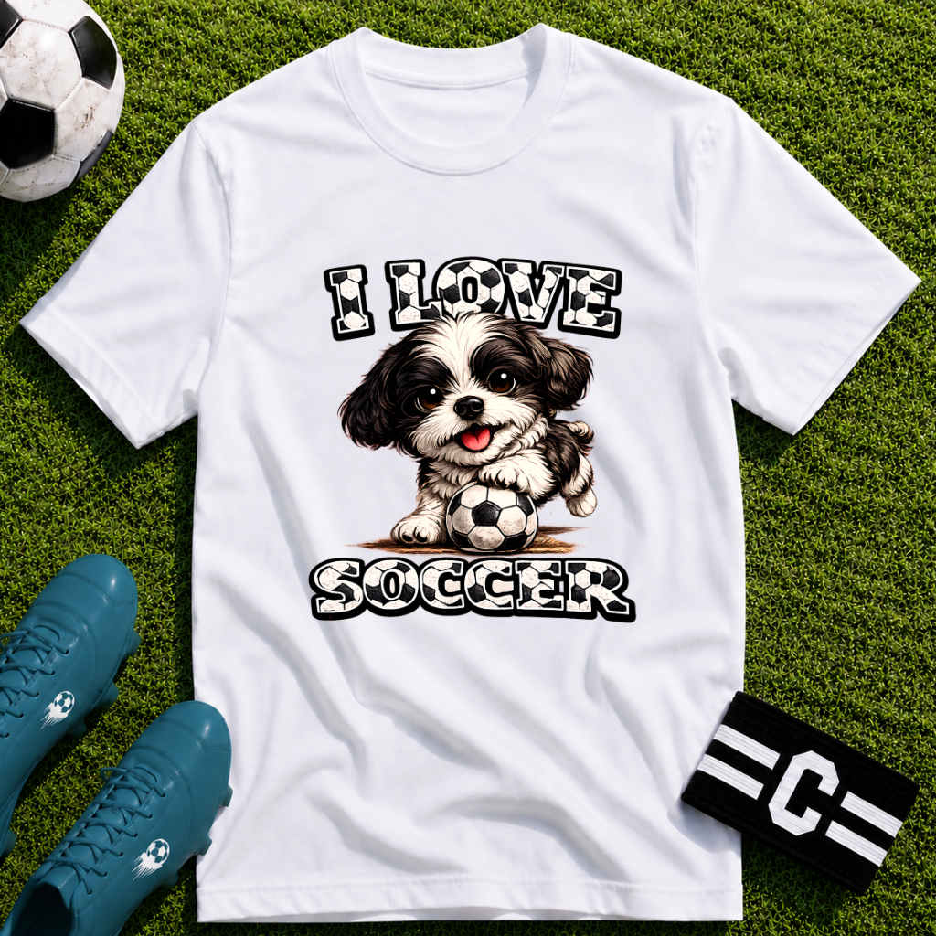Cute Shih Tzu I Love Soccer T-Shirt