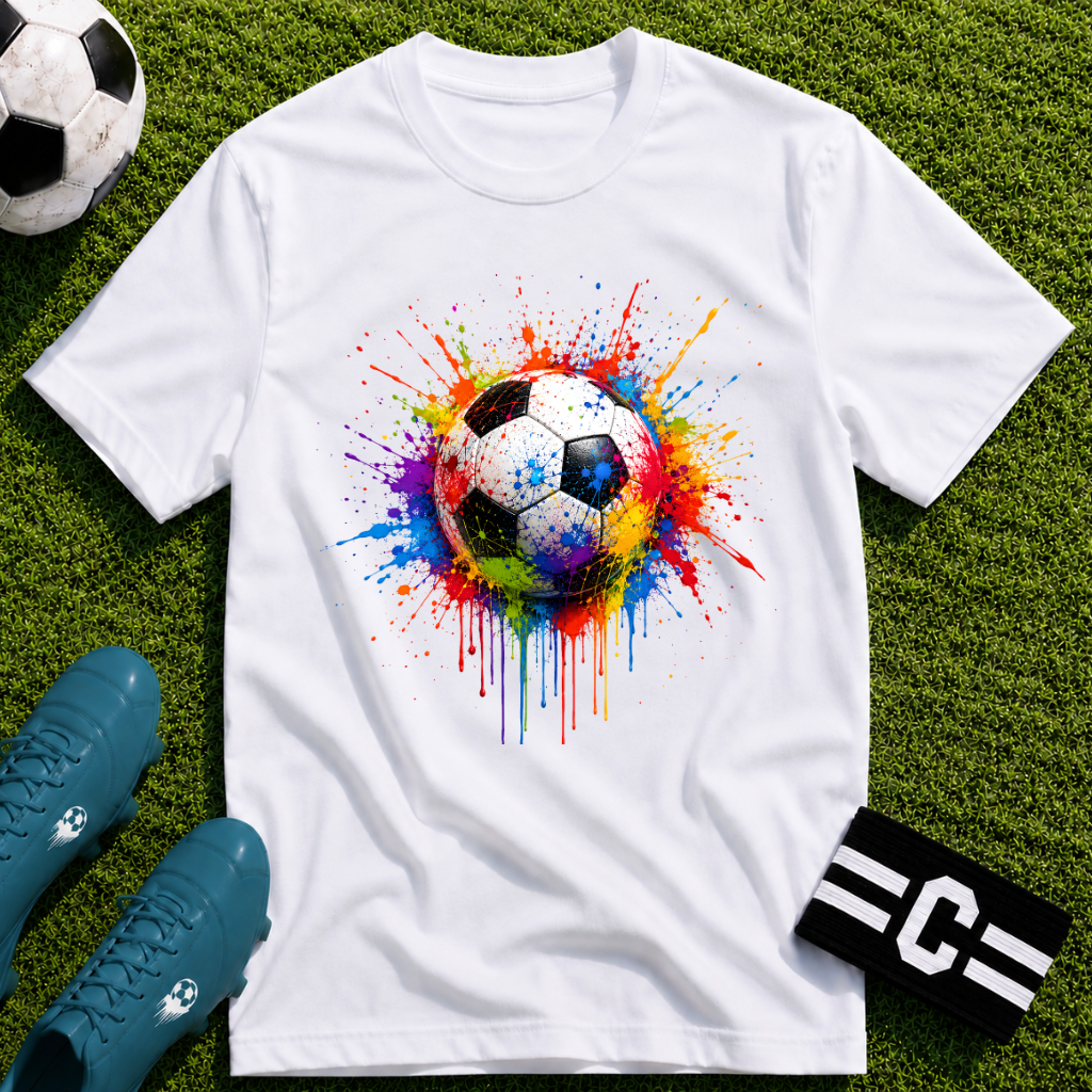 Colour Splash Soccer Ball Graphic T-Shirt