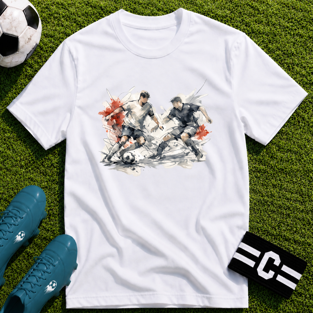 Watercolour Art Soccer Players T-Shirt