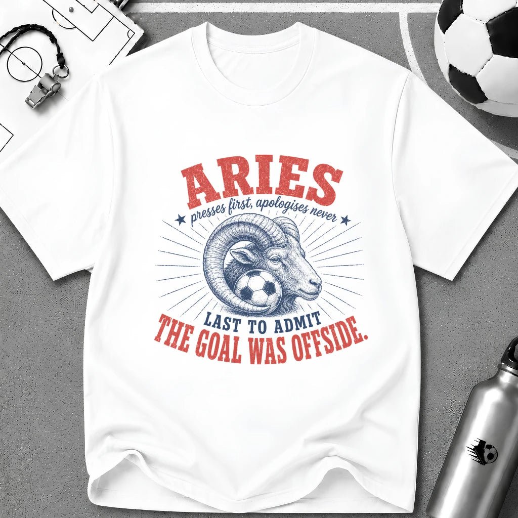 ARIES - Presses First Apologises Never T-Shirt - soccer fan t-shirt | GoalRush Studio