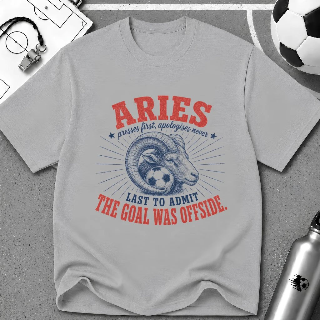 ARIES - Presses First Apologises Never T-Shirt - soccer fan t-shirt | GoalRush Studio