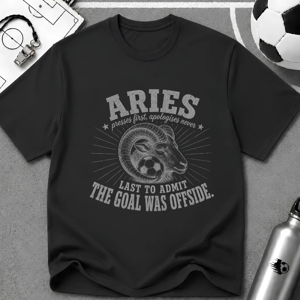 ARIES - Presses First Apologises Never T-Shirt - soccer fan t-shirt | GoalRush Studio