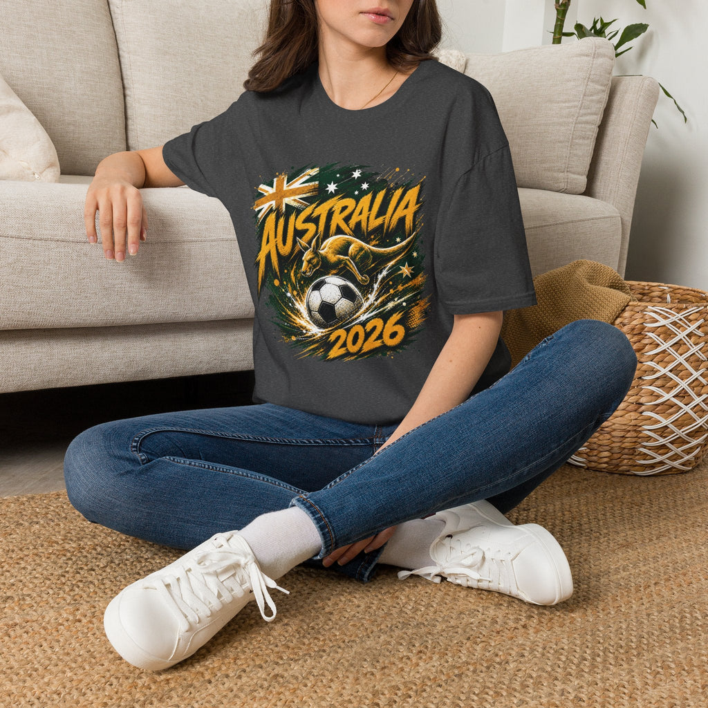 Australia 2026 World Cup Green and Gold Graphic T-Shirt - soccer fan t-shirt | GoalRush Studio