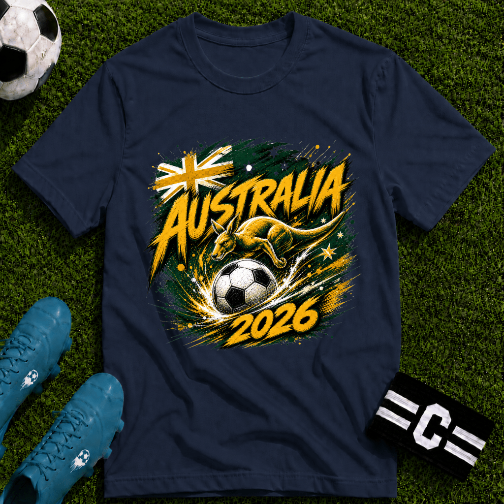 Australia 2026 World Cup Green and Gold Graphic T-Shirt - soccer fan t-shirt | GoalRush Studio