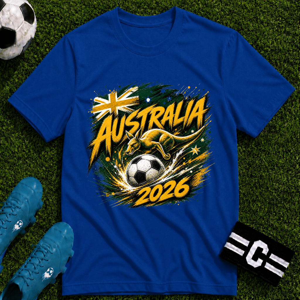 Australia 2026 World Cup Green and Gold Graphic T-Shirt - soccer fan t-shirt | GoalRush Studio