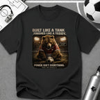 Bear Football T-Shirt "Built Like a Tank, Finishes Like a Teddy" - soccer fan t-shirt | GoalRush Studio