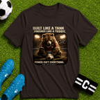 Bear Football T-Shirt "Built Like a Tank, Finishes Like a Teddy" - soccer fan t-shirt | GoalRush Studio