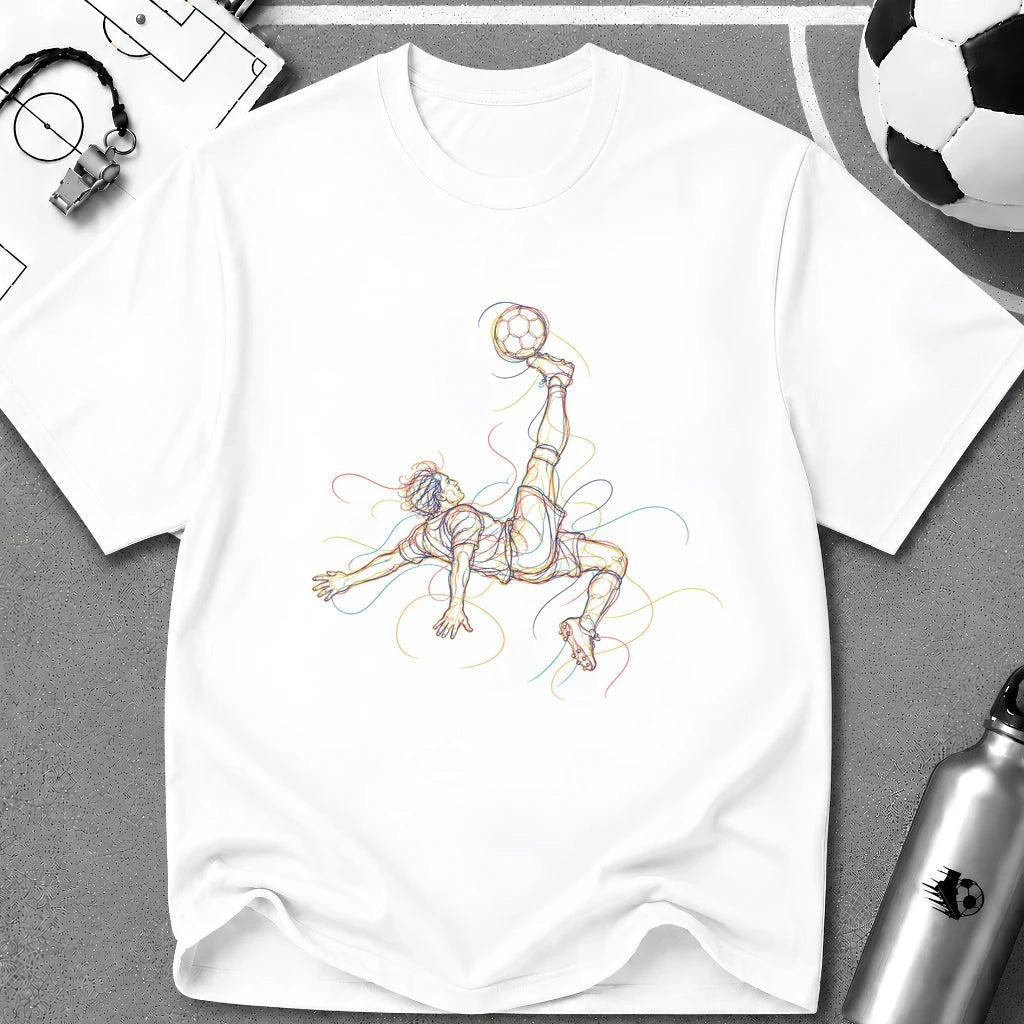 Bicycle Kick Multi Line Illustration T-Shirt - soccer fan t-shirt | GoalRush Studio