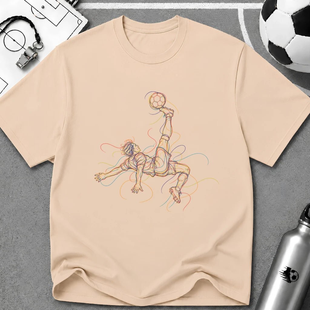 Bicycle Kick Multi Line Illustration T-Shirt - soccer fan t-shirt | GoalRush Studio