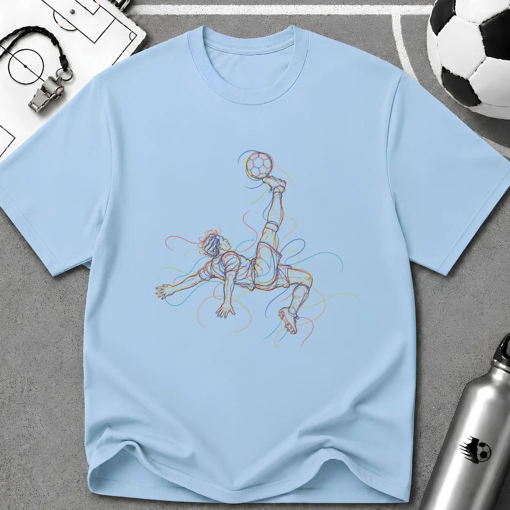 Bicycle Kick Multi Line Illustration T-Shirt - soccer fan t-shirt | GoalRush Studio