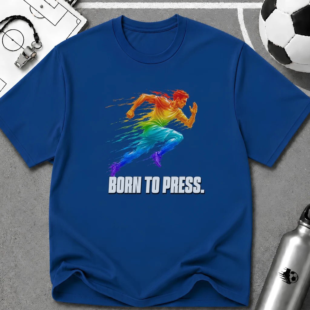 Born To Press Colour Splash T-Shirt - soccer fan t-shirt | GoalRush Studio