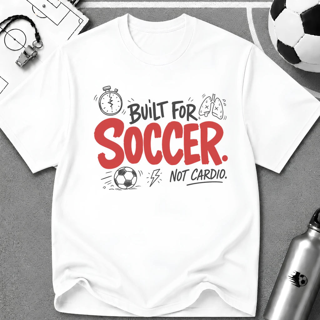 Built for Soccer Not for Cardio Graphic T-Shirt - soccer fan t-shirt | GoalRush Studio
