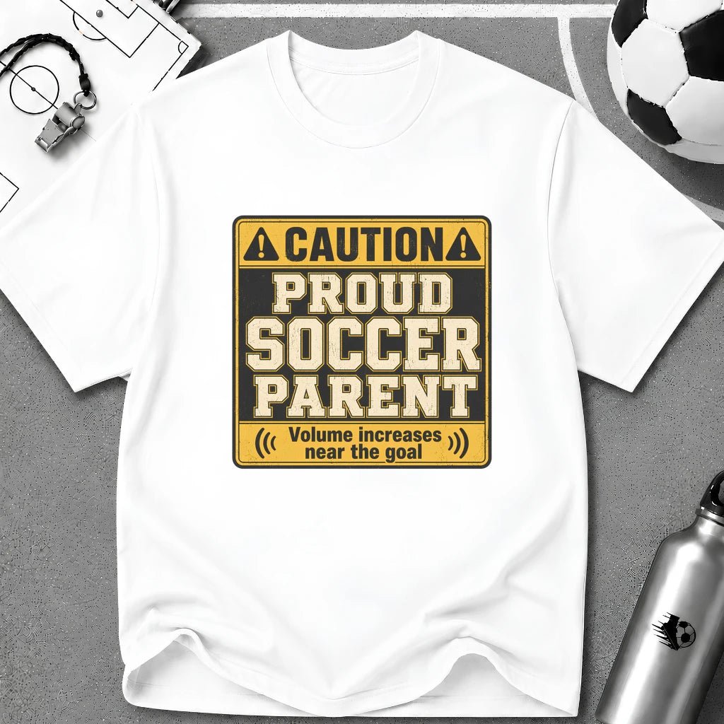 Caution Game Day Mom T-Shirt - soccer fan t-shirt | GoalRush Studio