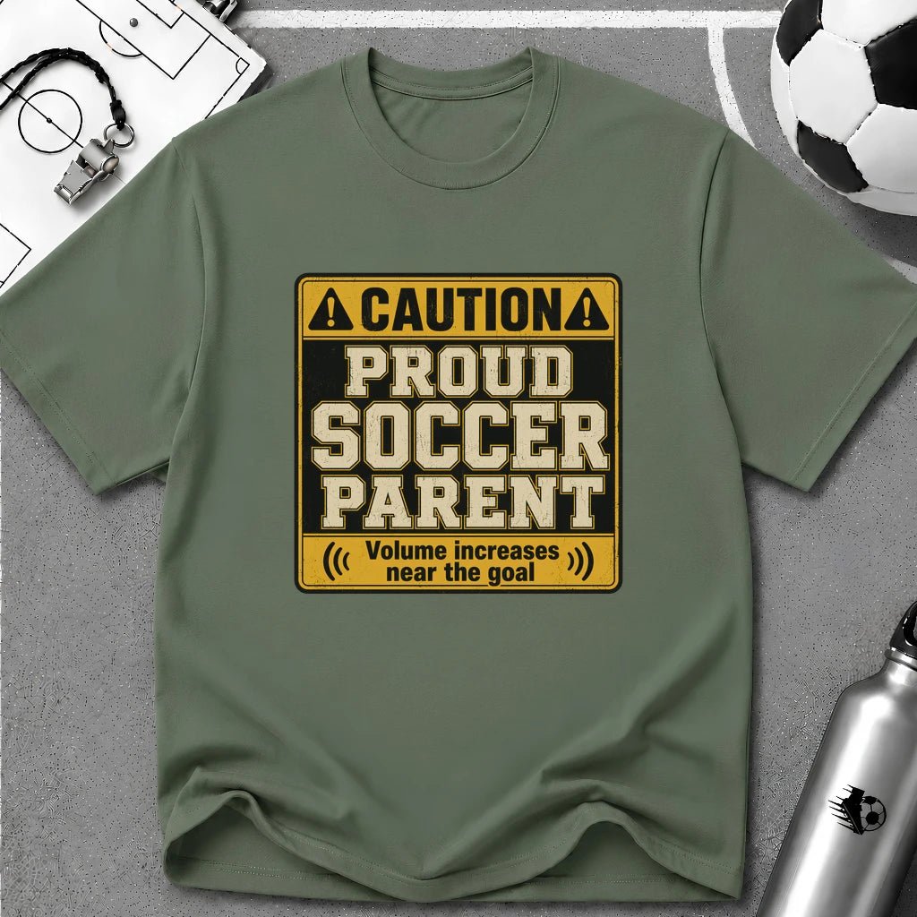 Caution Game Day Mom T-Shirt - soccer fan t-shirt | GoalRush Studio