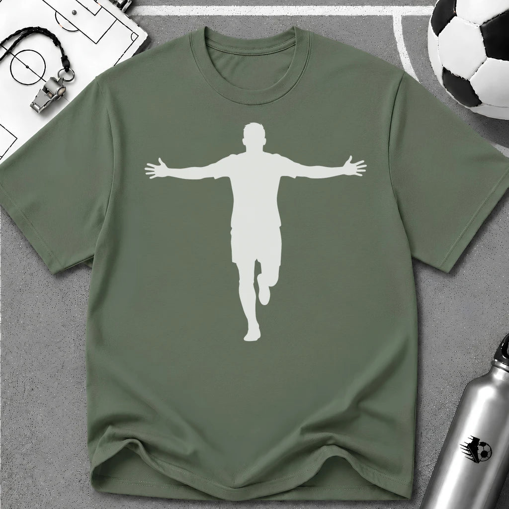 Celebration Flat Vector Silhouette T-Shirt - soccer fan t-shirt | GoalRush Studio