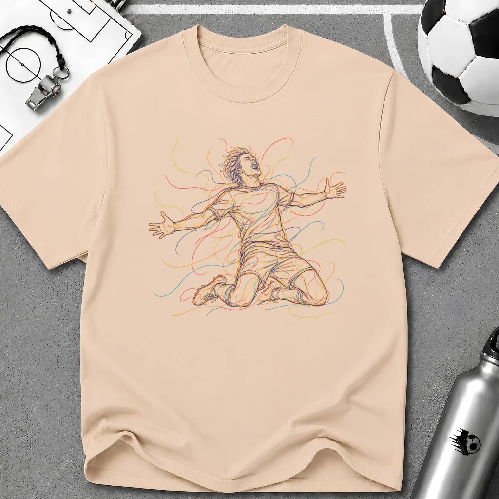 Celebration Live Wire Multi-Line Colour Art T-Shirt - soccer fan t-shirt | GoalRush Studio