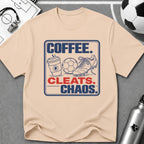 Coffee Cleats Chaos Graphic T-Shirt - soccer fan t-shirt | GoalRush Studio
