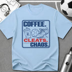 Coffee Cleats Chaos Graphic T-Shirt - soccer fan t-shirt | GoalRush Studio
