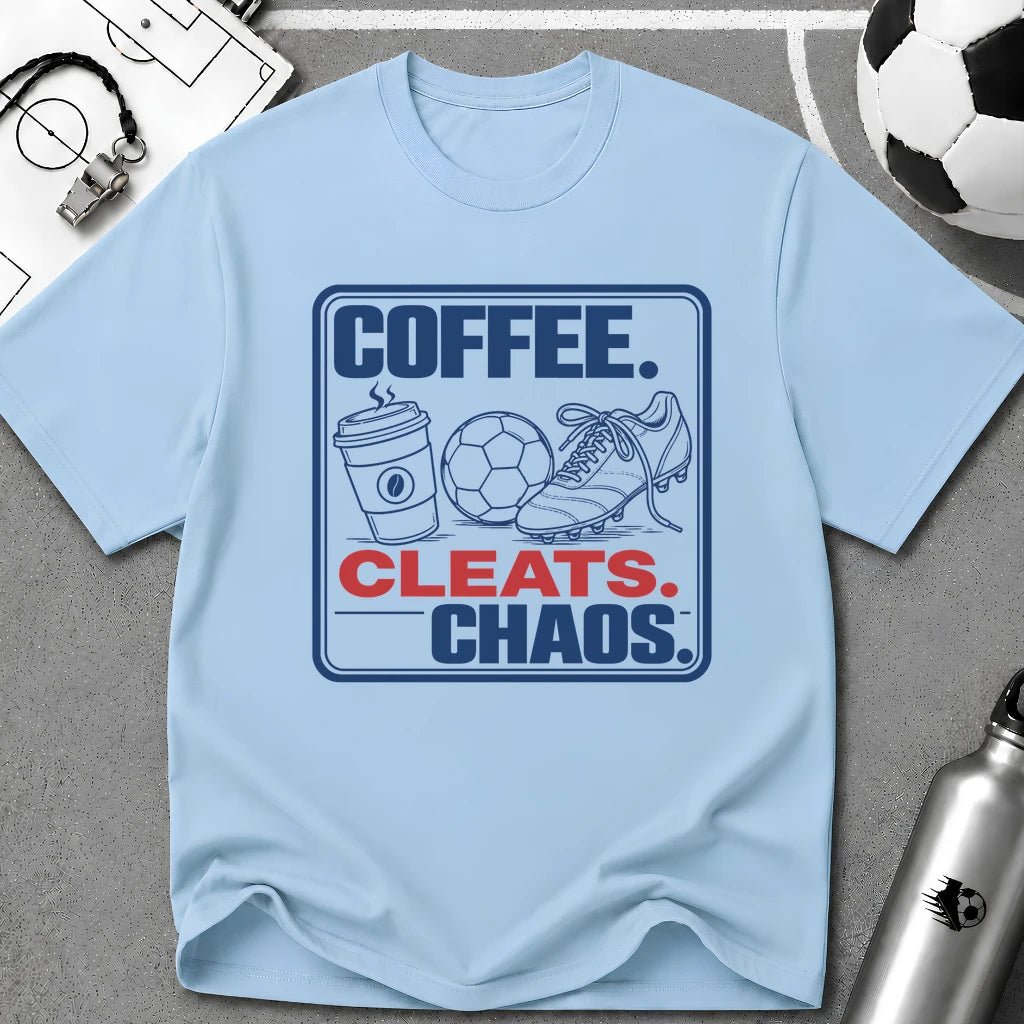 Coffee Cleats Chaos Graphic T-Shirt - soccer fan t-shirt | GoalRush Studio