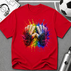 Colourful 3D Splash Goalkeeper Gloves T-Shirt - soccer fan t-shirt | GoalRush Studio