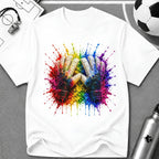 Colourful 3D Splash Goalkeeper Gloves T-Shirt - soccer fan t-shirt | GoalRush Studio