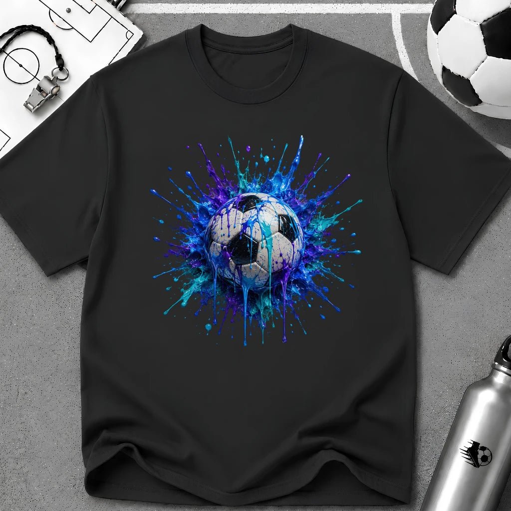Colourful 3D Splash Tri Colour Soccer Ball T-Shirt - soccer fan t-shirt | GoalRush Studio
