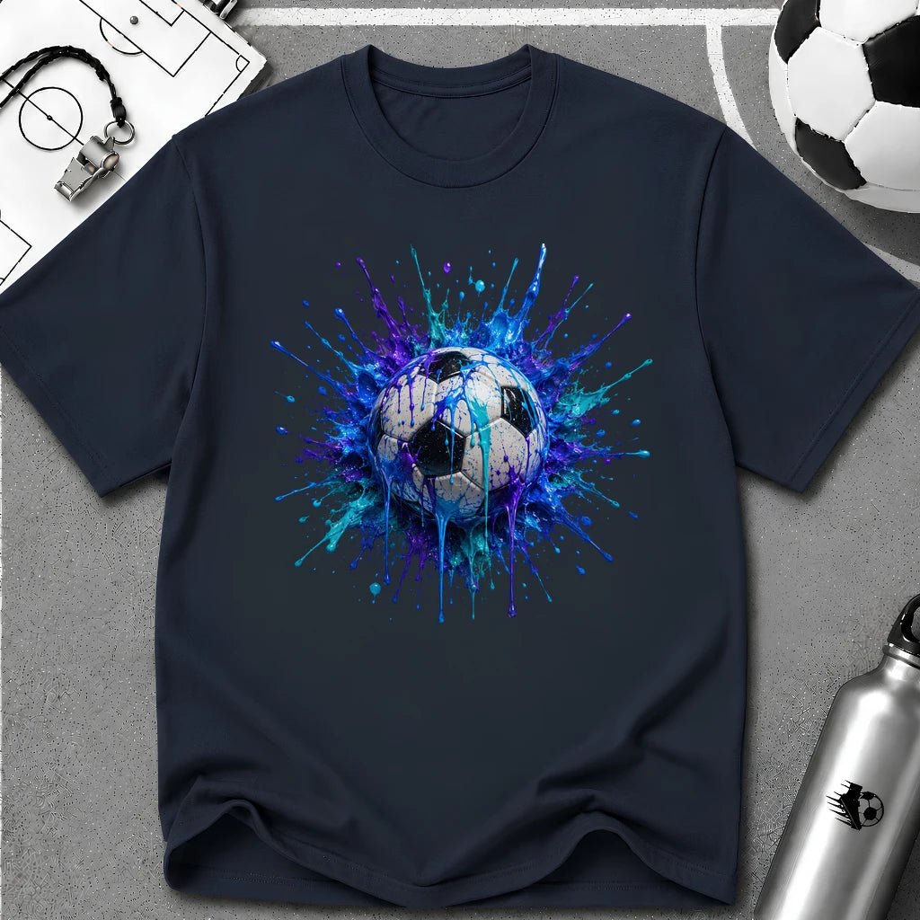 Colourful 3D Splash Tri Colour Soccer Ball T-Shirt - soccer fan t-shirt | GoalRush Studio