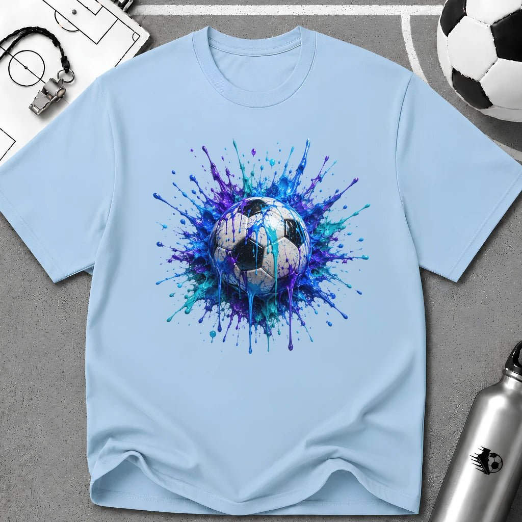 Colourful 3D Splash Tri Colour Soccer Ball T-Shirt - soccer fan t-shirt | GoalRush Studio