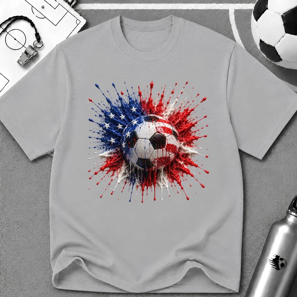 Colourful 3D Splash U.S Colour Soccer Ball T-Shirt - soccer fan t-shirt | GoalRush Studio