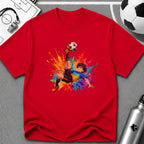 Colourful Cartoon Soccer Boy Bicycle Kick T-Shirt - soccer fan t-shirt | GoalRush Studio