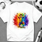 Colourful Cartoon Soccer Boy Celebration T-Shirt - soccer fan t-shirt | GoalRush Studio