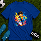Colourful Cartoon Soccer Boy Graphic T-Shirt - soccer fan t-shirt | GoalRush Studio