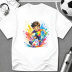 Colourful Cartoon Soccer Boy Graphic T-Shirt - soccer fan t-shirt | GoalRush Studio
