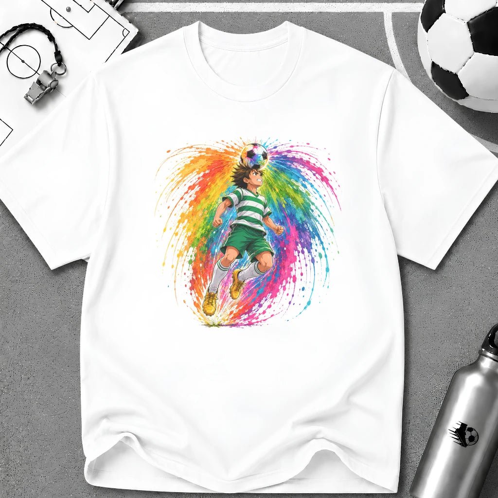 Colourful Cartoon Soccer Boy Header T-Shirt - soccer fan t-shirt | GoalRush Studio