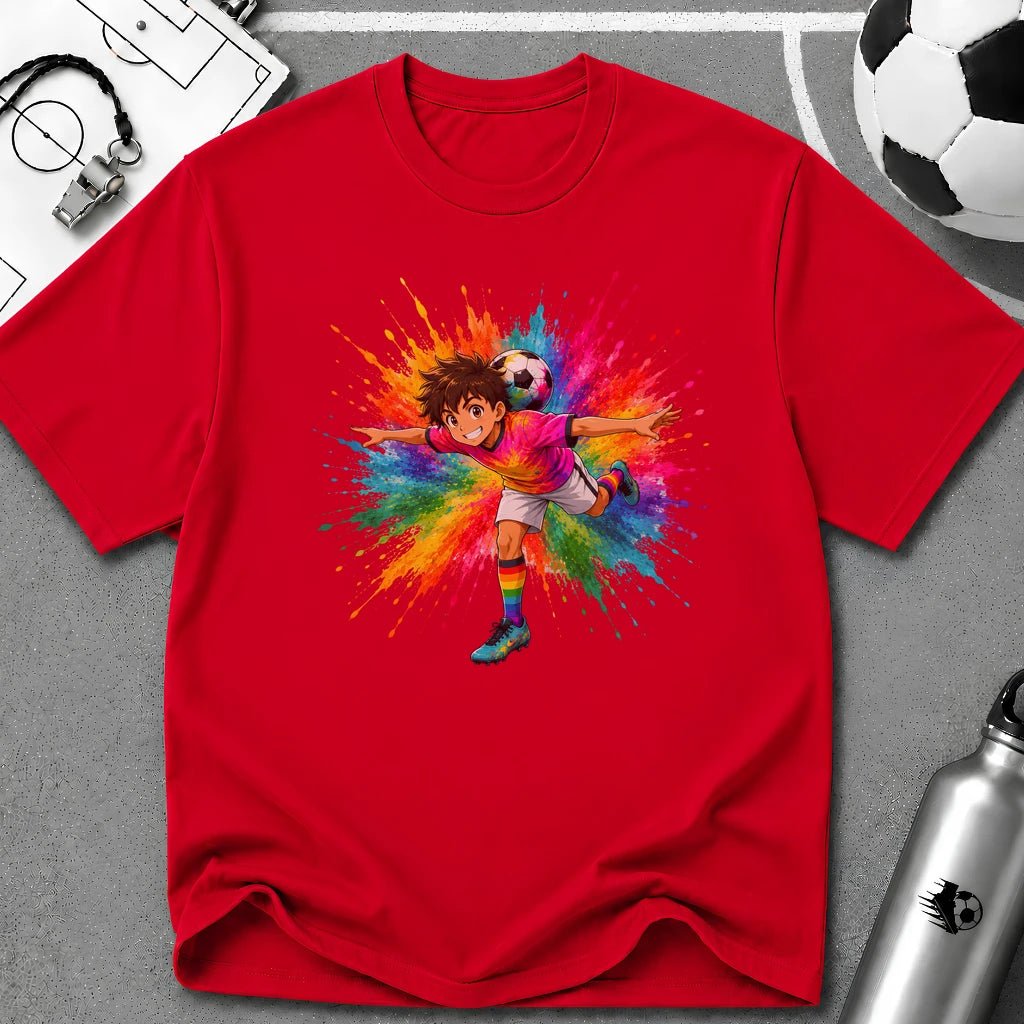Colourful Cartoon Soccer Boy Juggling T-Shirt - soccer fan t-shirt | GoalRush Studio
