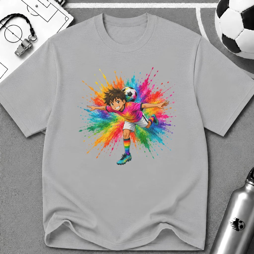 Colourful Cartoon Soccer Boy Juggling T-Shirt - soccer fan t-shirt | GoalRush Studio