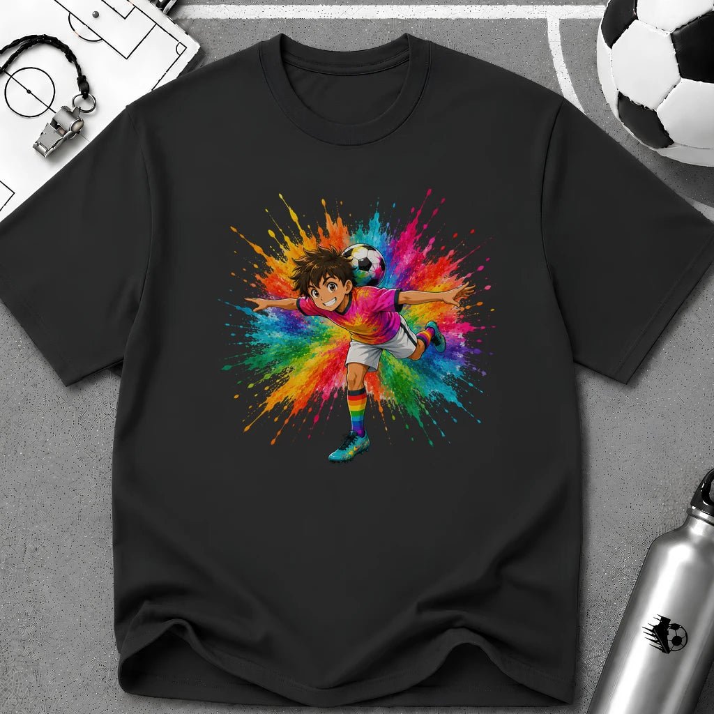 Colourful Cartoon Soccer Boy Juggling T-Shirt - soccer fan t-shirt | GoalRush Studio